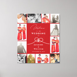 Guld Knot Dubbla Happity Chinese Bröllop Photo Canvastryck