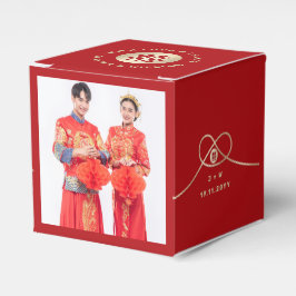 Guld Knot Red Dubbla Happity Chinese Bröllop Presentaskar