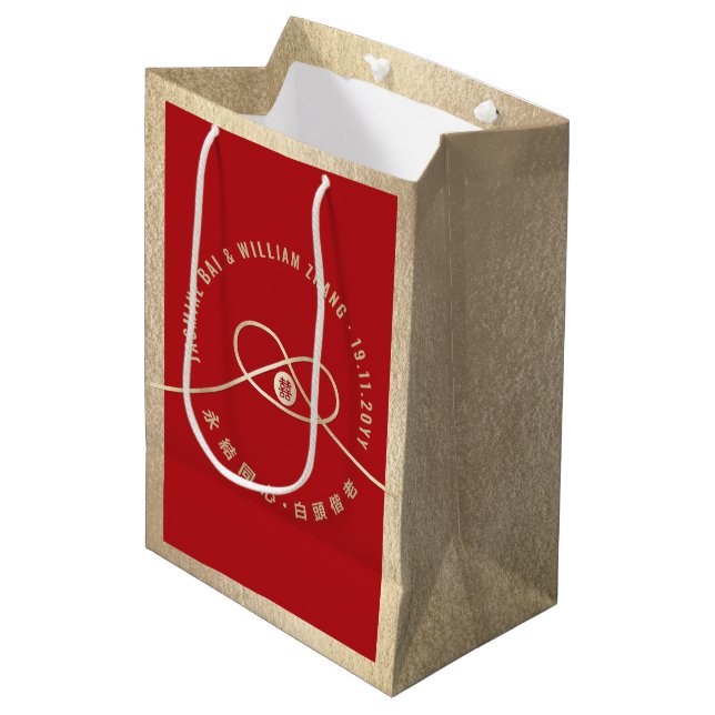 Guld Knot Union Dubbla Happity China Bröllop (Framsidan Vinklad)