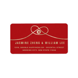 Guld Knot Union Dubbla Happity China Bröllop Adressetikett