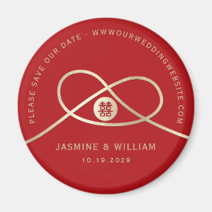 Guld Knot Union Dubbla Happity Save Date Magnet