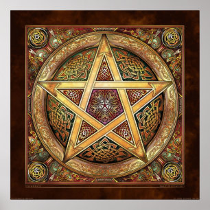Guld- Knotwork Pentacleaffisch (22x22") Poster