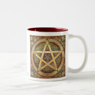 Guld- Knotwork Pentaclemugg Två-Tonad Mugg