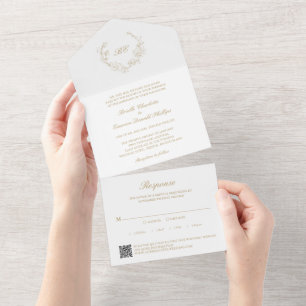 Guld Kod för utandningsmonogram QR Elegant bröllop