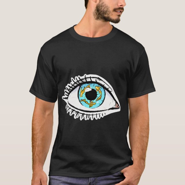 Guld Koi Blå Ögon T Shirt (Framsida)