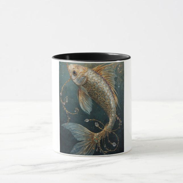 Guld Koi Fisk Mugg - Mystisk Japansk Koi Keramik (Center)