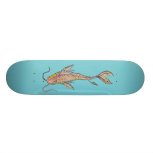 Guld- Koi vattenfärgSkateboard Mini Skateboard Bräda 18,5 Cm