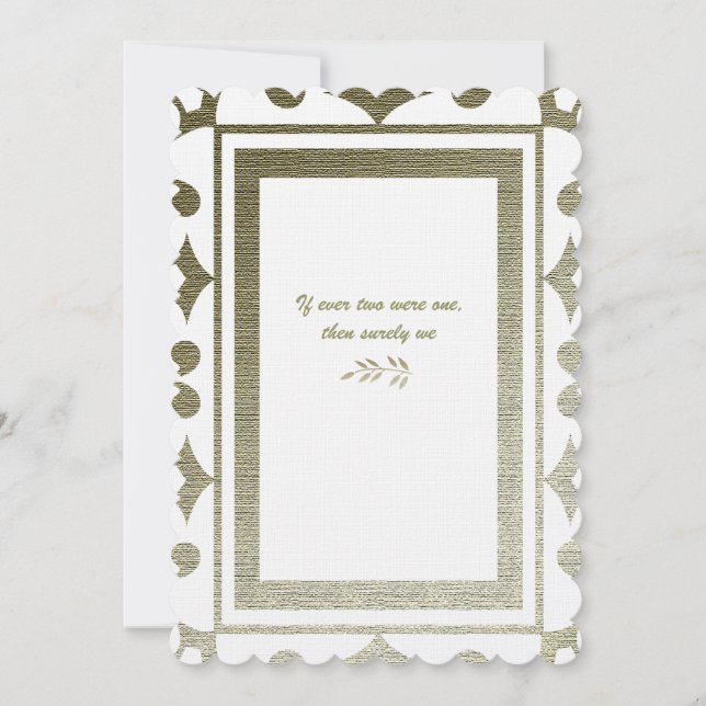 Guld- kolonial poesibröllopinbjudan inbjudningar (Framsida)