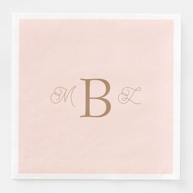Guld-kombinationsteckensnitt, monogram  Bröllop Pappersservett (Framsida)
