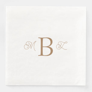 Guld kombinationsteckensnitt Monogram White Bröllo Pappersservett