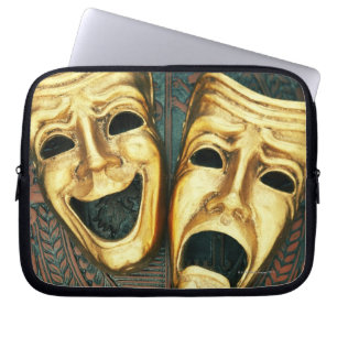 Guld- komedi och tragedin maskerar på mönstrat laptop fodral