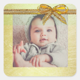 Guld Kön Neutral Baby fotfoto Stickers Fyrkantigt Klistermärke