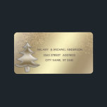Guld konetti elegant Julgran helgdag Adressetikett<br><div class="desc">Guld Konetti Julgran helgdag design.</div>