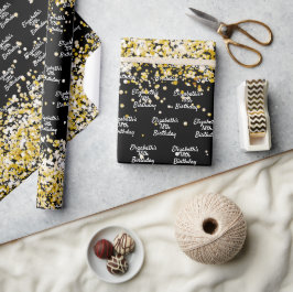 Guld konetti gnistra namn presentpapper