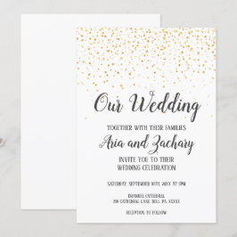 Guld Konfetti Calligraphy vår bröllopsinbjudan Inbjudningar