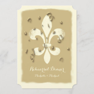 Guld- Konfetti Fleur de Lis händelseinbjudan Inbjudningar