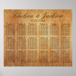 Guld Konfetti och Vintage Grunge -18 Sittplatsdiag Poster