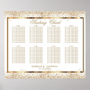 Guld Konfetti och vitt - 10 sittplatsdiagram Poster