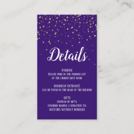Guld-konfetti på Lila-informationskort Tilläggskort