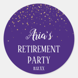 Guld-konfetti på Lila-kuvertförsegling Runt Klistermärke