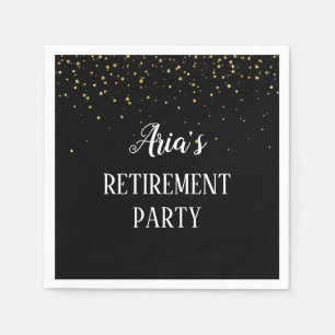 Guld-konfetti på Napkins vid Svarta Pension Party Pappersservett