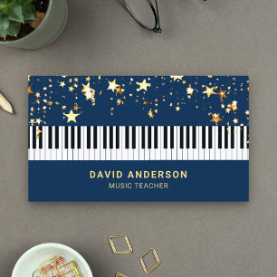 Guld Konfetti Piano Tangentbord Musiker Pianist Visitkort