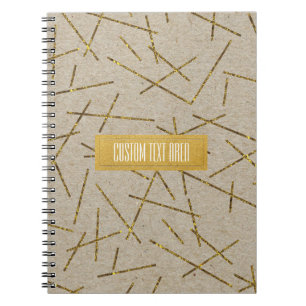 Guld Konfetti-pinnar Kraft Modern Chic Glam Trendi Anteckningsbok Med Spiral