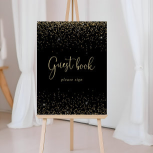 Guld Konfetti Snygg Skrift Gästbok Signatur Poster