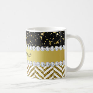 Guld konfetti trianglar, tuggben, rombägare kaffemugg