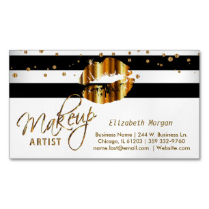 Guld- konfettiar & guld- läppar - Makeupkonstnär Magnetiska Visitkort