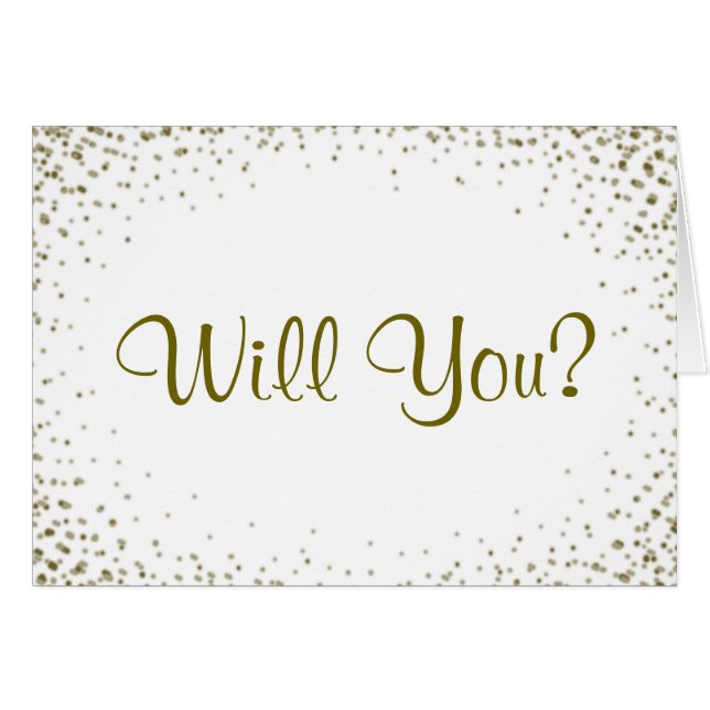 Guld- konfettibrudtärnainbjudan hälsningskort (Framsidan Horizontal)