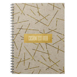 Guld Konfettipinnar Kraft Modern Chic Glam Trendig Anteckningsbok Med Spiral