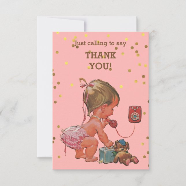 Guld- konfettivintagebaby på mobilt tack (Framsida)