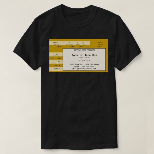 guld- konsertbiljett t-shirt (Design framsida)