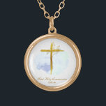 *~ Guld Kor AP35 Communion Christian Blue Guld P Guldpläterat Halsband<br><div class="desc">(sök-ID AP35 för liknande design och AP40)) ENKEL MINIMAL Design. BLUE vattenfärg och GULD BOTANICAL löv på kor / crucifix/ ROUND FORM Bakgrunden är WHITE med en ljusvattendjup av BLUE. Textteckensnittet är elegant, finare och sofistikerat kalligrafiskript. Utformningen är mycket enkel och minimal. Religiösa katolsk kristen välsignad Kor-design med gulten RUSTIC...</div>