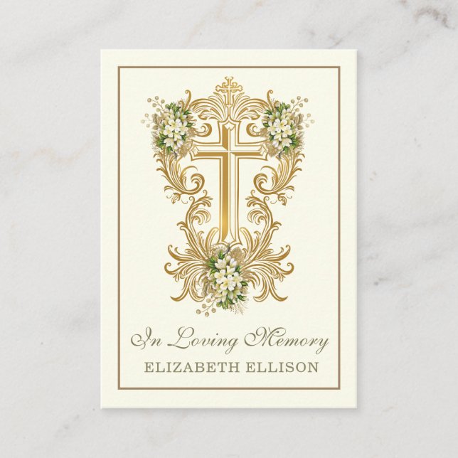 Guld Kor-Blommigtens begravningskort för minneshög Placeringskort (Framsida)