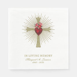 Guld Kor Heart Röd ros Funeral Pappersservett