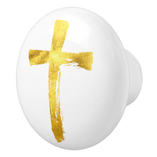 Guld Kor - Modern kristen Crucifix Knopp