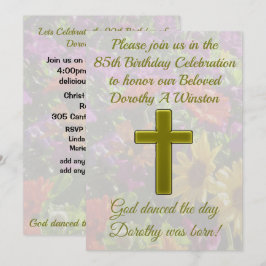 GULD KOR OCH BLOMMIGT 85:E BIRTHDAY-INBJUDAN INBJUDNINGAR