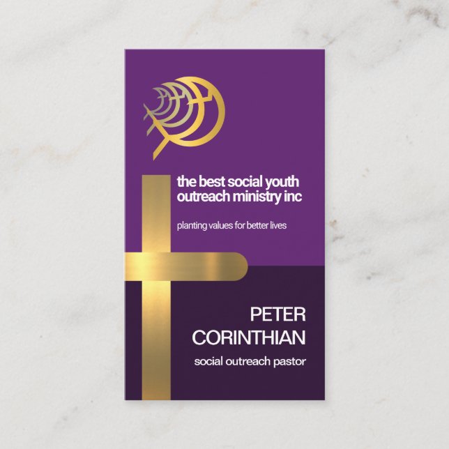 Guld Kor Religiösa Ichthus Fish Mission Pastor Visitkort (Framsida)