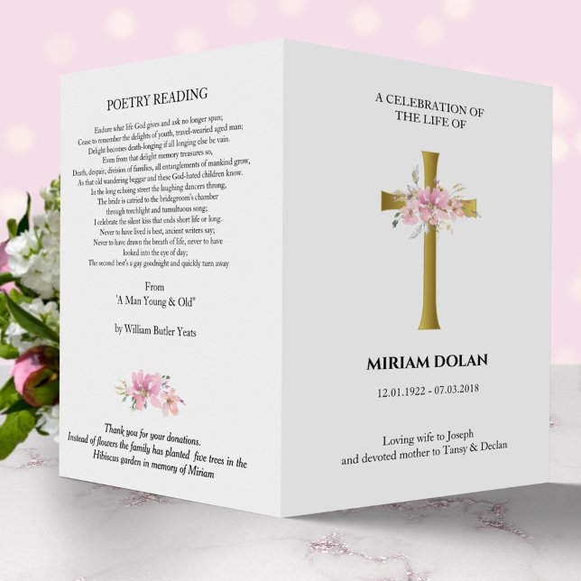 Guld kor, rosa bouquet-minnesprogrammet reklamblad (Skapare uppladdad)