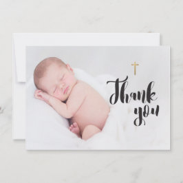 Guld Kor Tack för att du har Baby Photo Baptism Kort