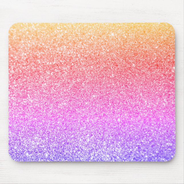 Guld Korall Rosa Lila Glittrande Regnbåge Glitter Musmatta (Framsidan)