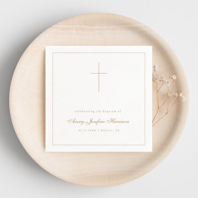 Guld Kors Dop Dopfest Religiös Fest Pappersservett (Skapare uppladdad)