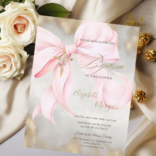 Guld kors rosa blommor slinga dop glitter guld inbjudningar