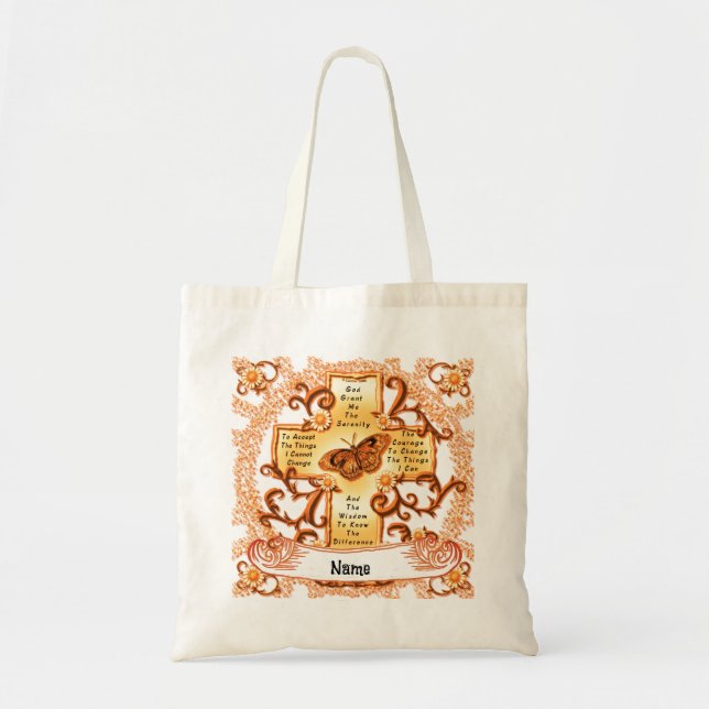 Guld kors Serenity bön Totebag Tygkasse (Framsidan)