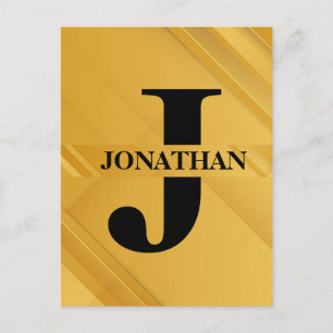Guld korsande initialbokstav namn typografi helg vykort