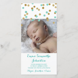 Guld- kort för foto för blåtttackbaby shower