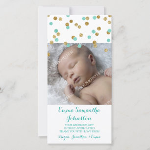 Guld- kort för foto för blåtttackbaby shower
