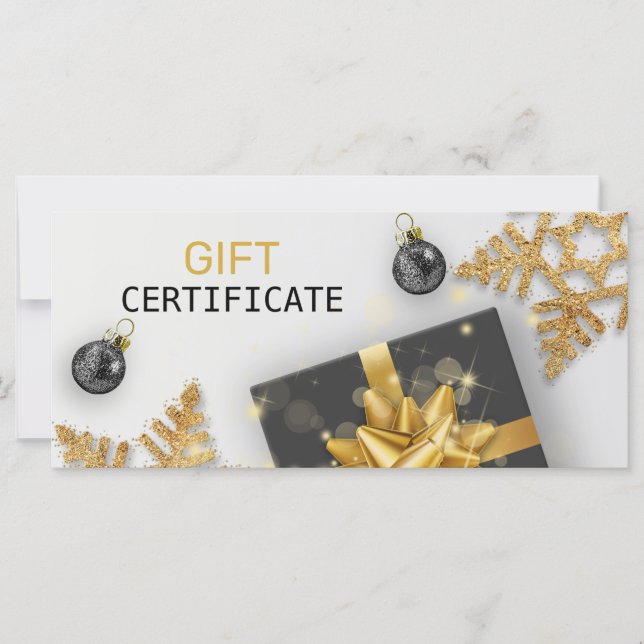 Guld-kort för gåva från Snowflake-julklapp i Boll (Framsida)